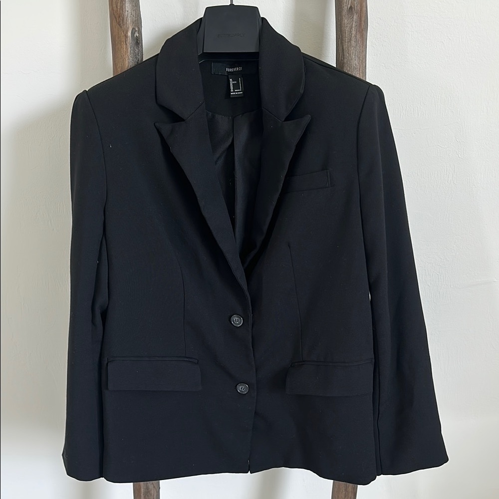 Forever 21 Black Office Long Open Jacket / Size Small